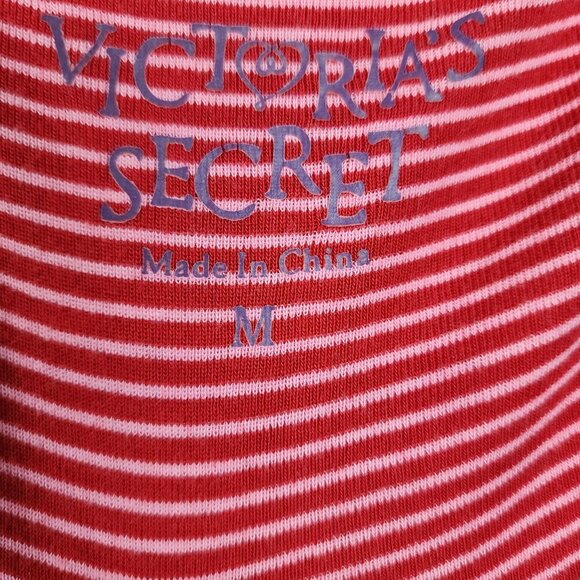 Victoria's Secret sz M long sleeve sleeping dress shirt rainbow stripes red - Picture 5 of 10